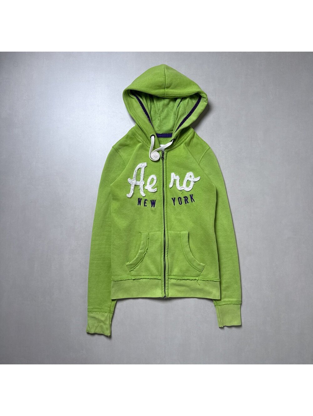 Y2K Aeropostale 00s Lime Green Zip Up Hoodie